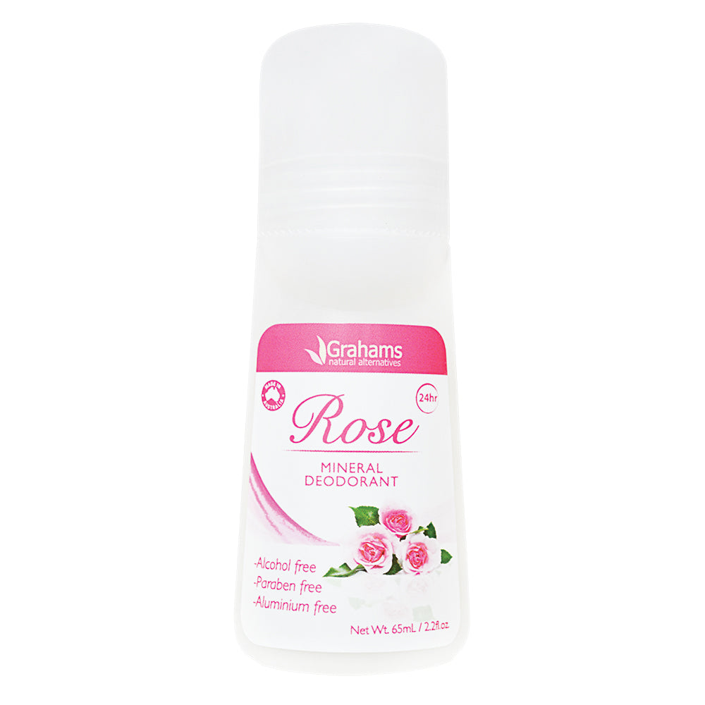 Grahams Natural Mineral Deodorant Roll On Rose 65ml