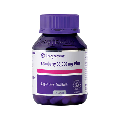 Henry Blooms Cranberry 35,000mg Plus 30 capsules for support urinary track health