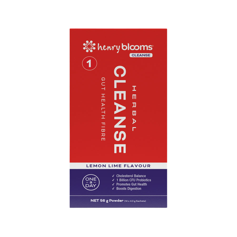 Henry Blooms Herbal Cleanse Gut Health Fibre Lemon Lime Flavour 4g 14 Packs