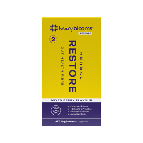 H.Blooms Herbal Gut Health Fibre Restore Mixed Berry Sach 3.5g x 14Pk