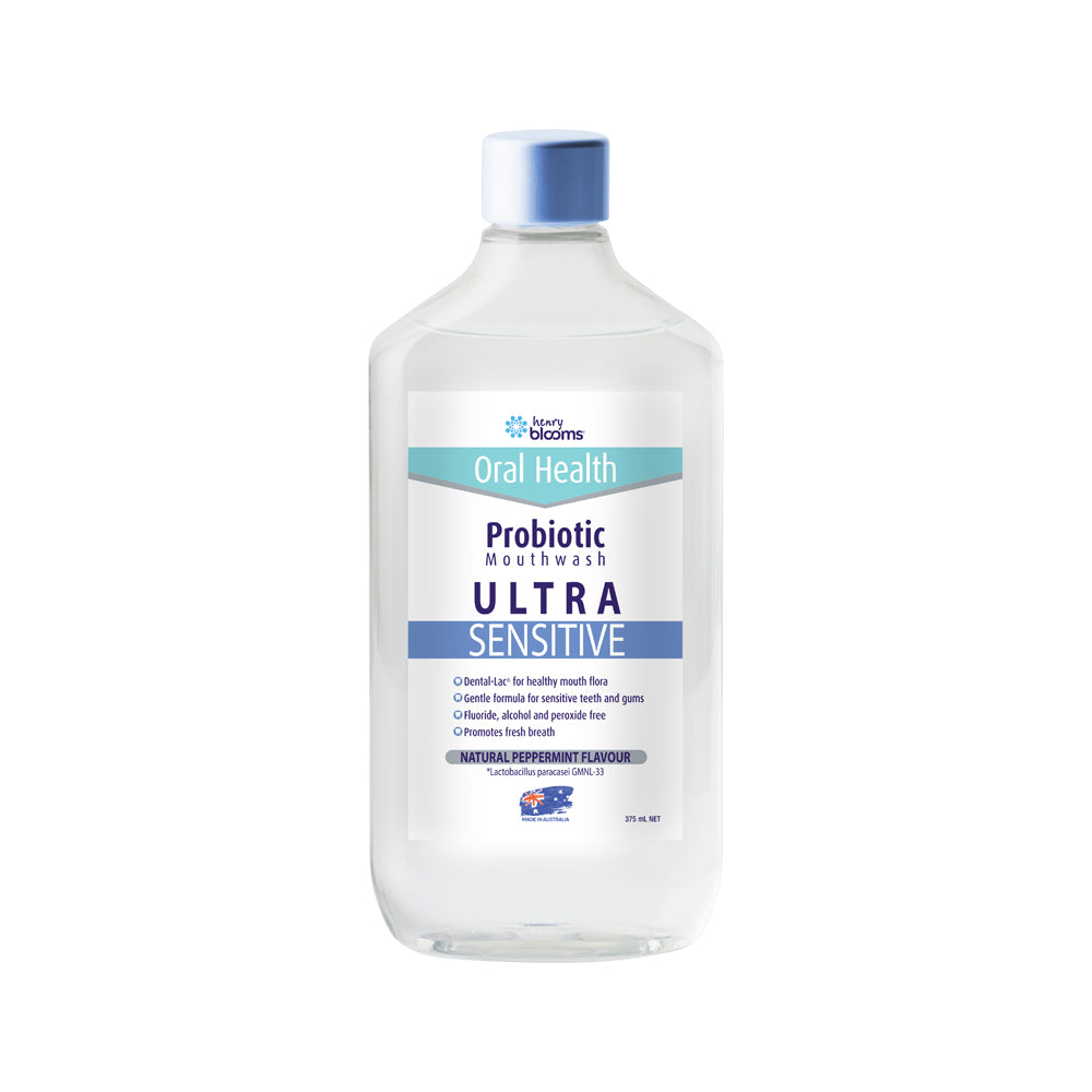 H.Blooms Oral Health Probiotic Mouthwash Ultra Sensitive Peppermint 375ml