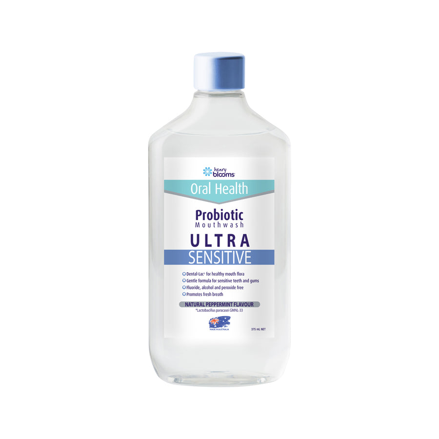 H.Blooms Oral Health Probiotic Mouthwash Ultra Sensitive Peppermint 375ml