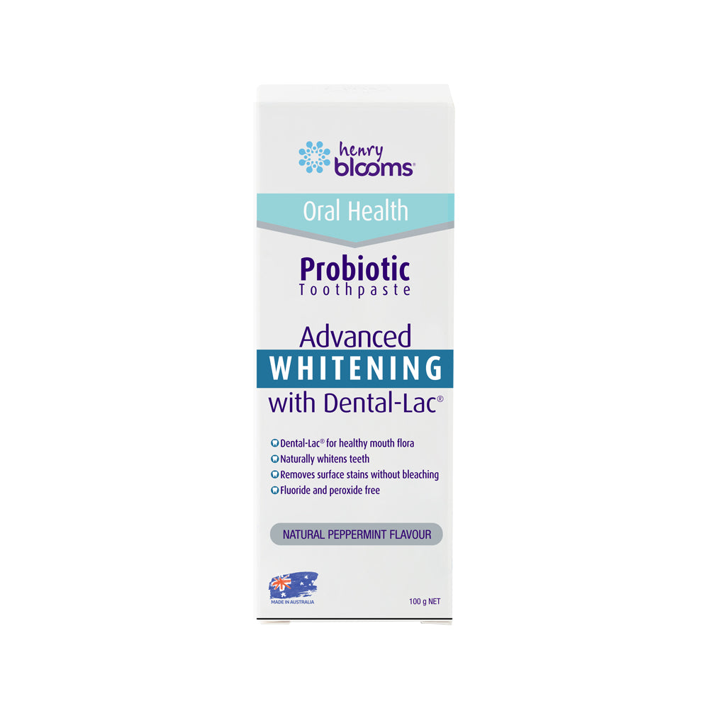 H.Blooms Oral Health Probiotic Toothpaste Advanced Whitening Peppermint 100g
