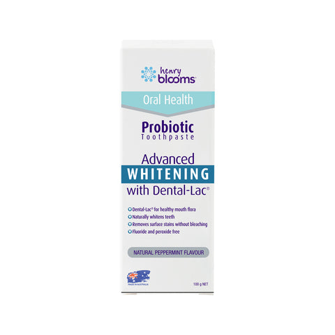 H.Blooms Oral Health Probiotic Toothpaste Advanced Whitening Peppermint 100g