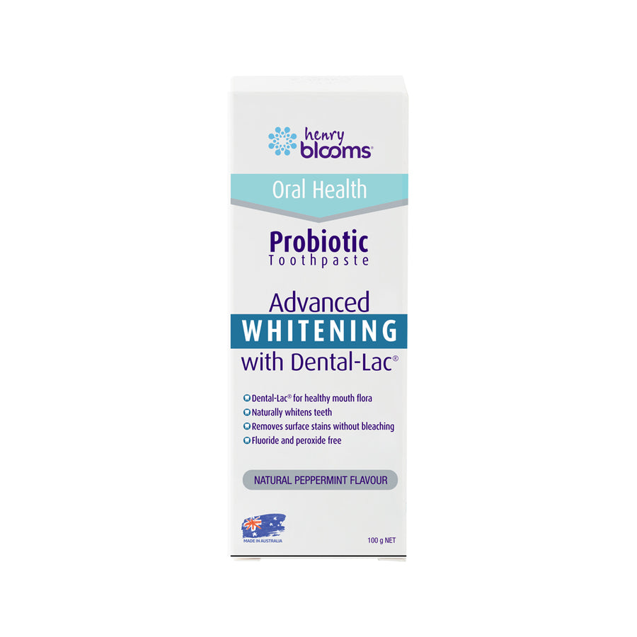 H.Blooms Oral Health Probiotic Toothpaste Advanced Whitening Peppermint 100g