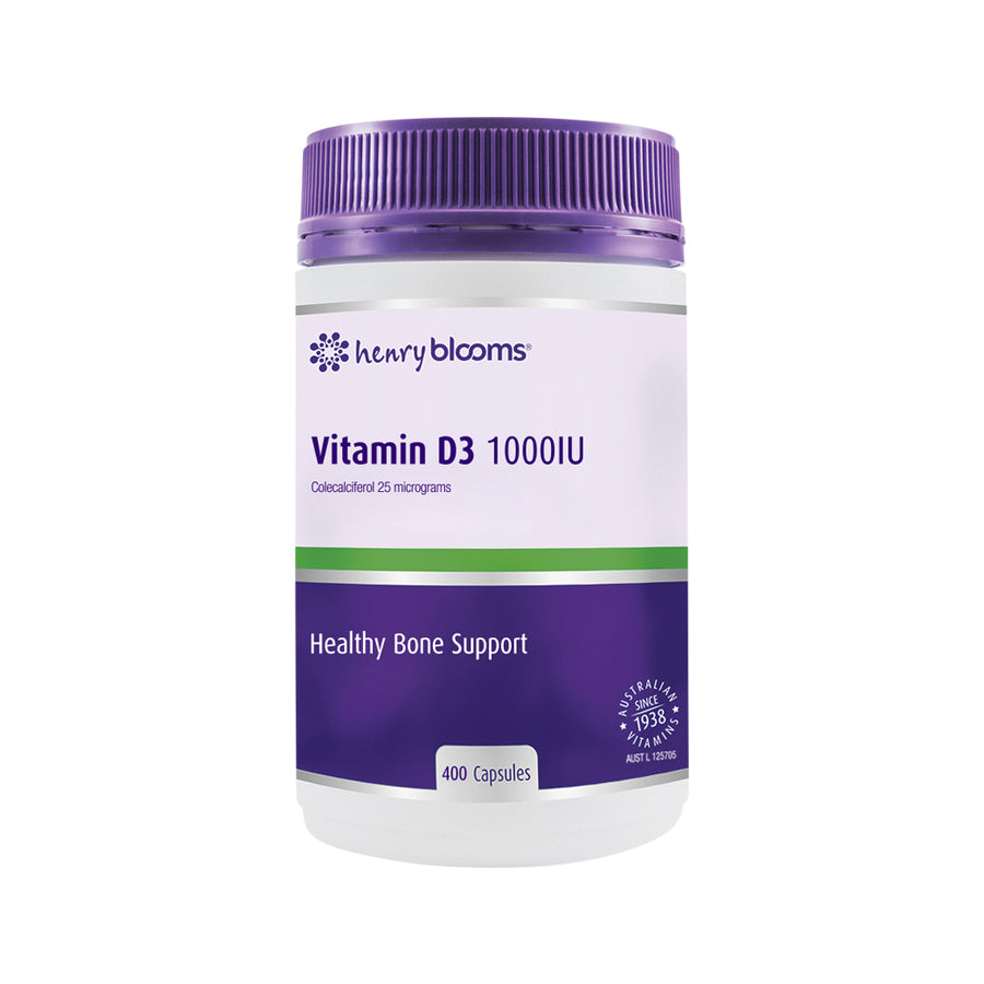 Henry Blooms Vitamin D3 1000IU Healthy Bone Support 400 Capsules