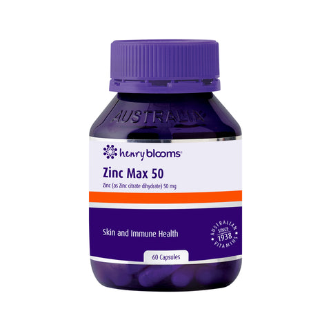 Henry Blooms Zinc Max 50 Skin and Immune Health 60 Capsules