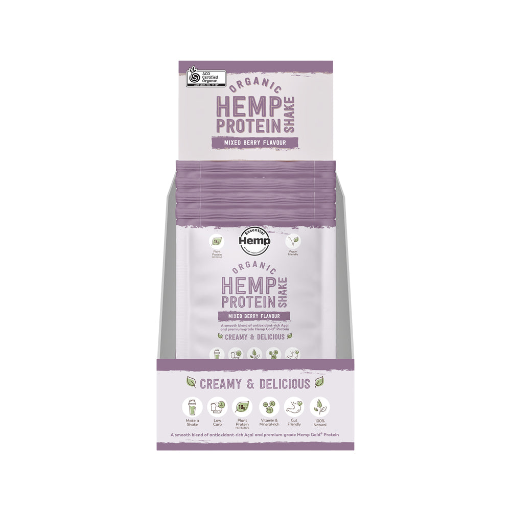 Essential Hemp Organic Hemp Protein Shake Mixed Berry Flavour 35g 7 Display