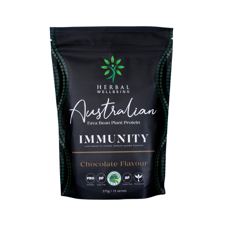 Herbal Wellbeing Australian Fava Bean Plant Protein Immunity Chocolate 375g