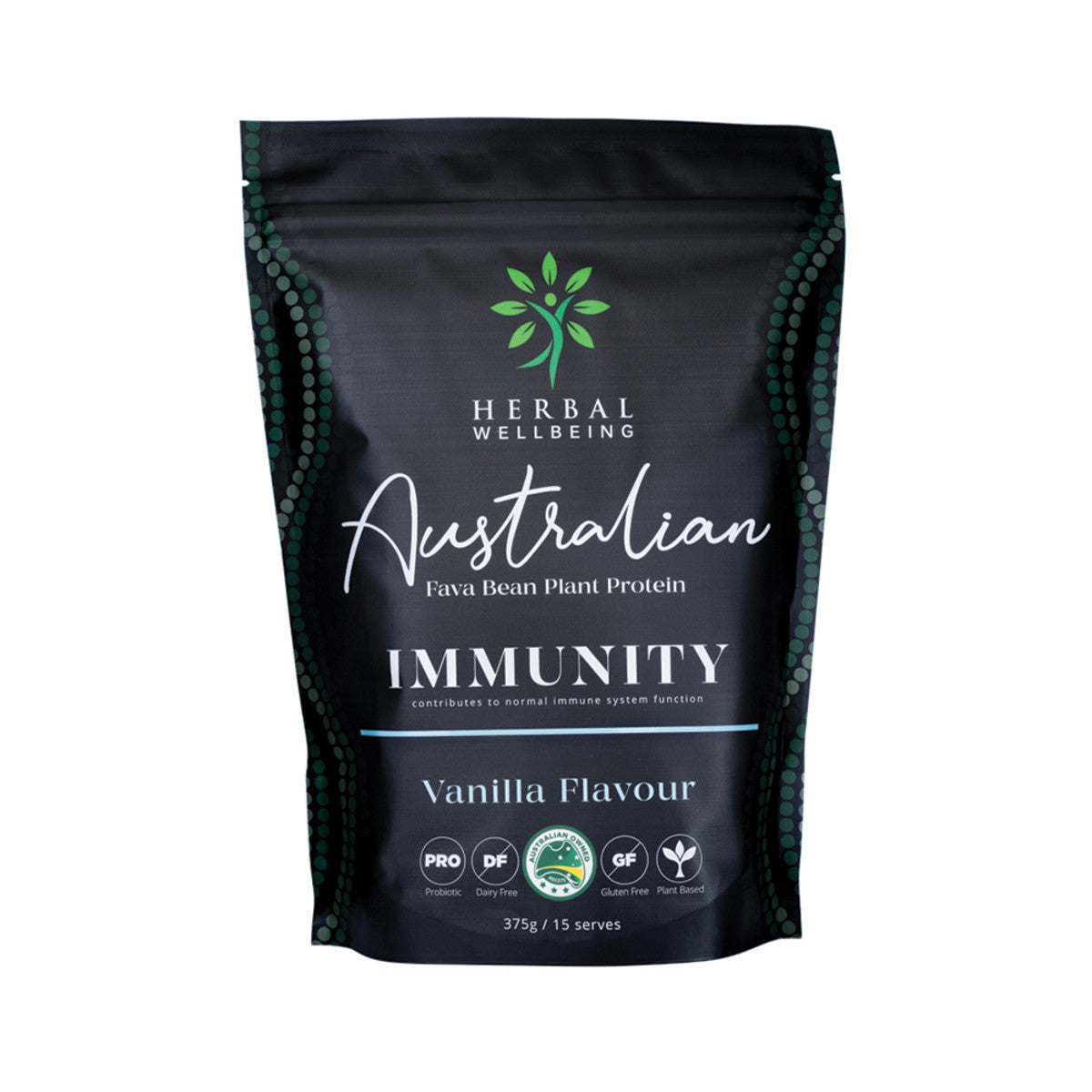 Herbal Wellbeing Australian Fava Bean Plant Protein Immunity Vanilla 375g