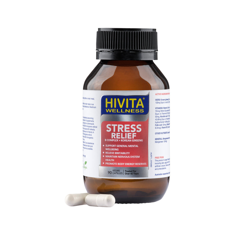 Hivita Wellness Stress Relief B Complex Plus Korean Ginseng 90 Vegan Capsules