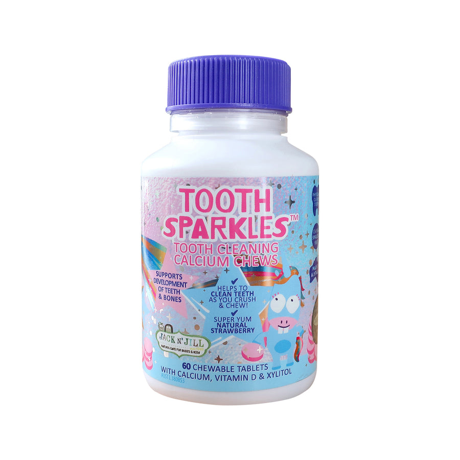 Jack N' Jill Tooth Sparkles Tooth Cleaning Calcium Chews Strawberry 60 Tablets