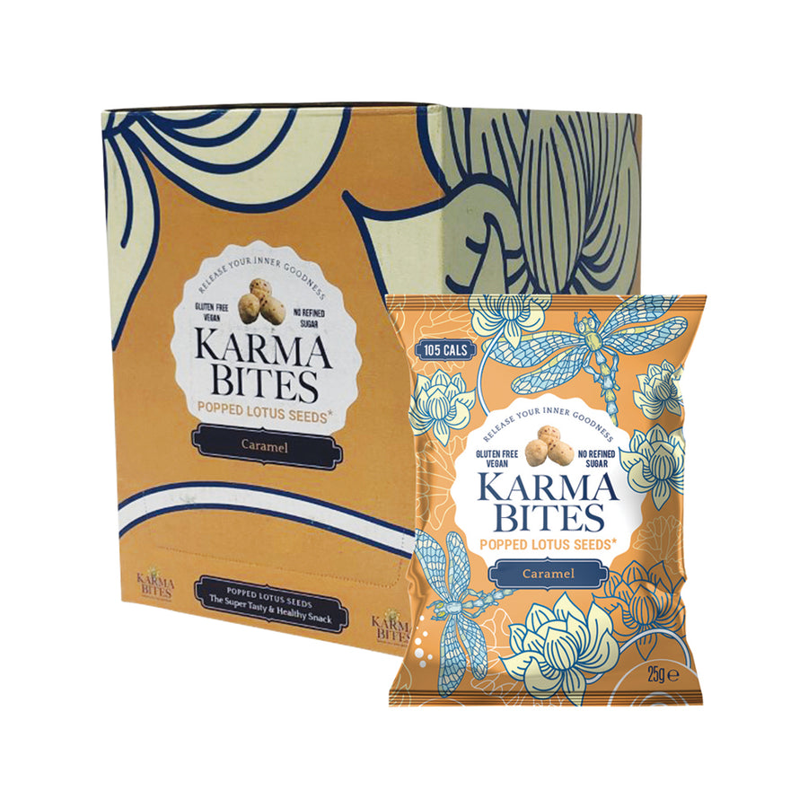 Karma Bites Popped Lotus Seeds Caramel 25g x 5 Display