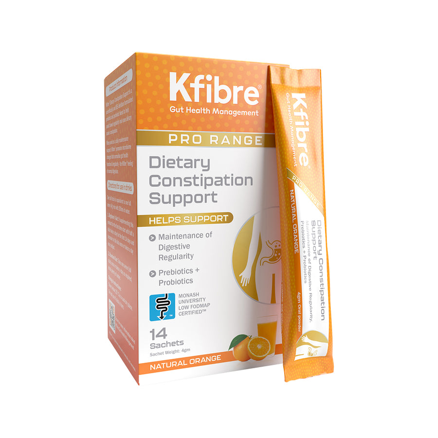 Kfibre Gut Health Management Pro Range Dietary Constipation Support Natural Orange Sachets 4g