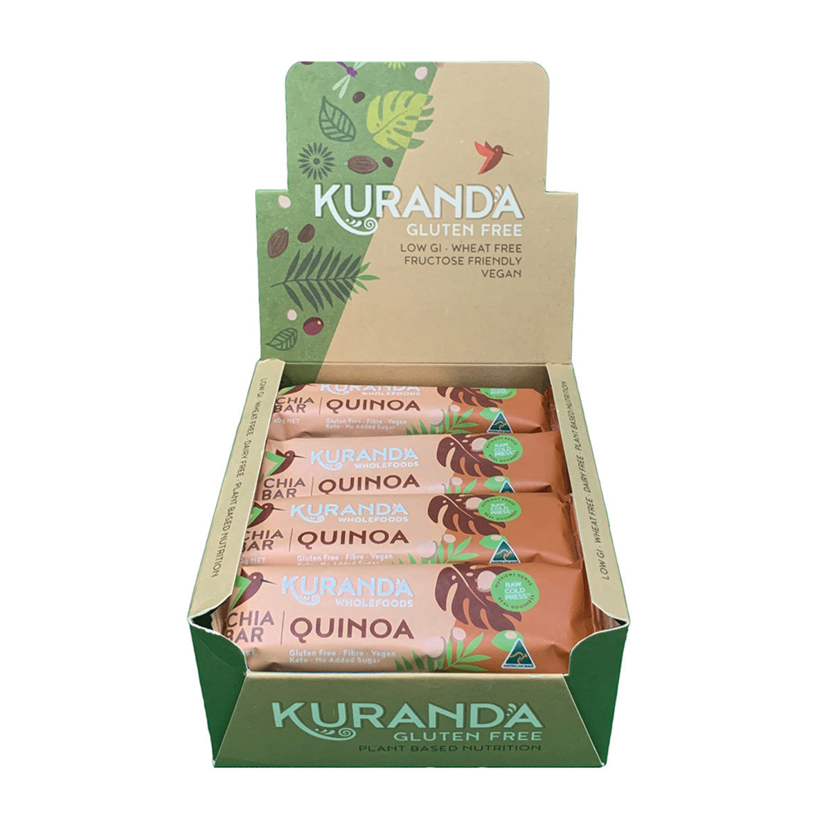 Kuranda Wholefoods Gluten Free Chia Bars Chia & Quinoa 40g x 16 Display