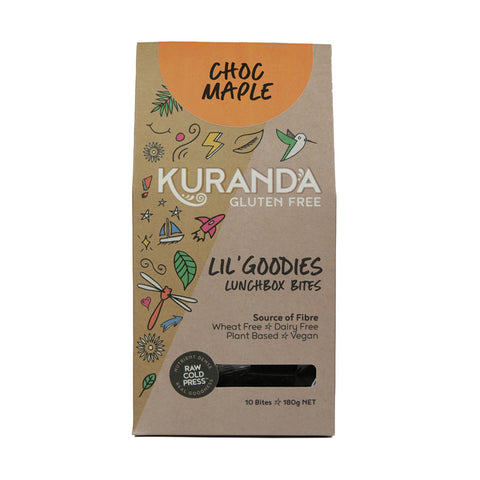 Kuranda Wholefoods Gluten Free Lil' Goodies Lunchbox Bites Choc Maple 18g x 10 Pack