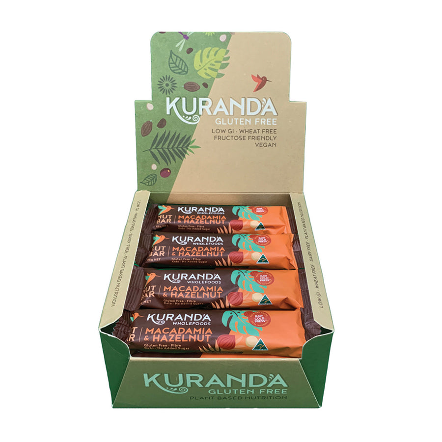 Kuranda Wholefoods Gluten Free Nut Bars Macadamia & Hazelnut 45g x 16 Display