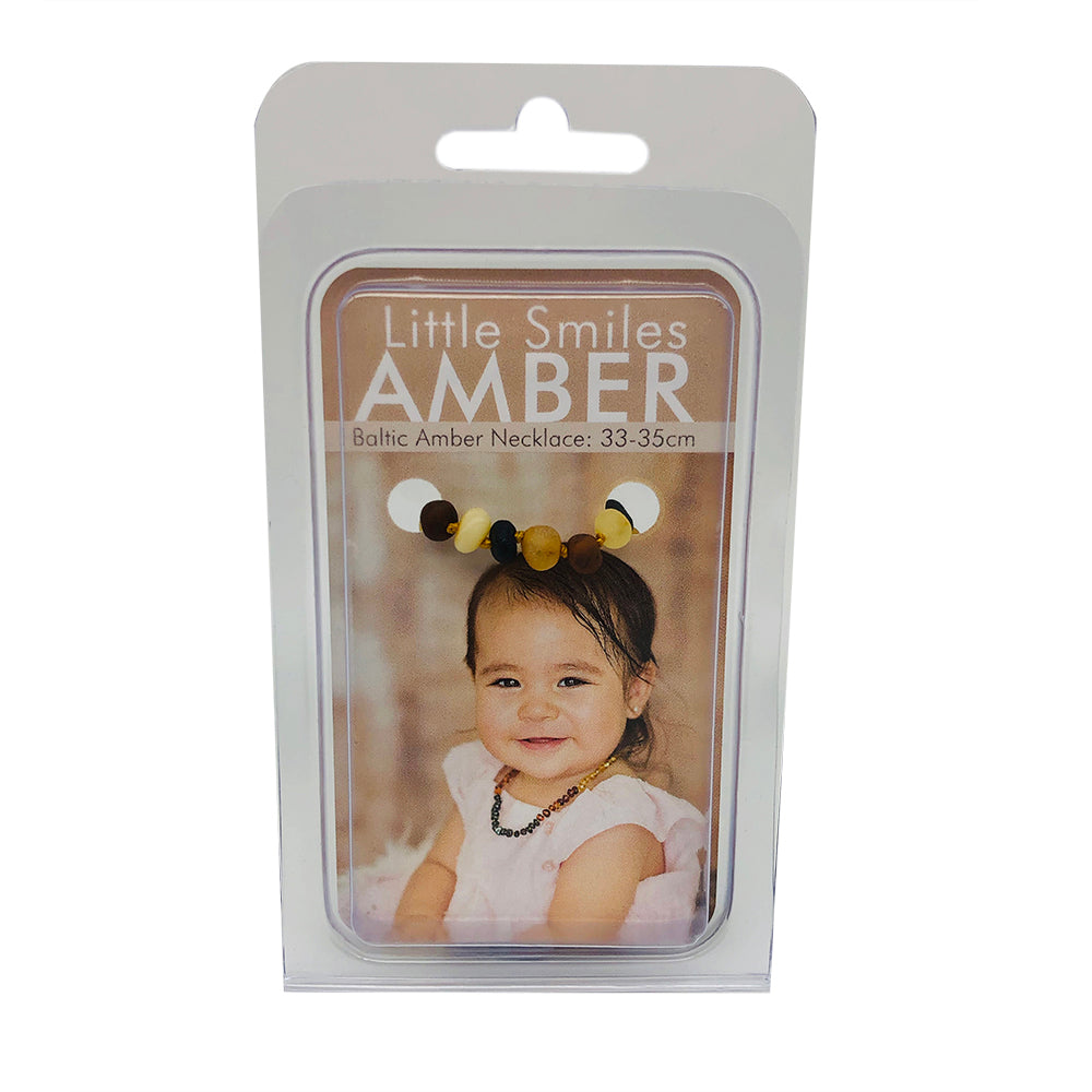 Little Smiles Amber Baby Necklace Teeth (33 35cm) Raw Multi