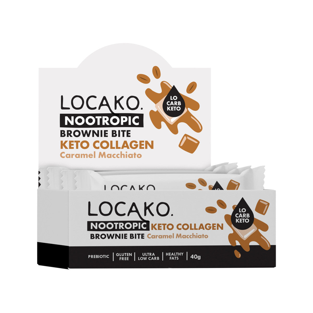 Locako Keto Collagen Brownie Bite (Nootropic) Caramel Macchiato 40g x ...