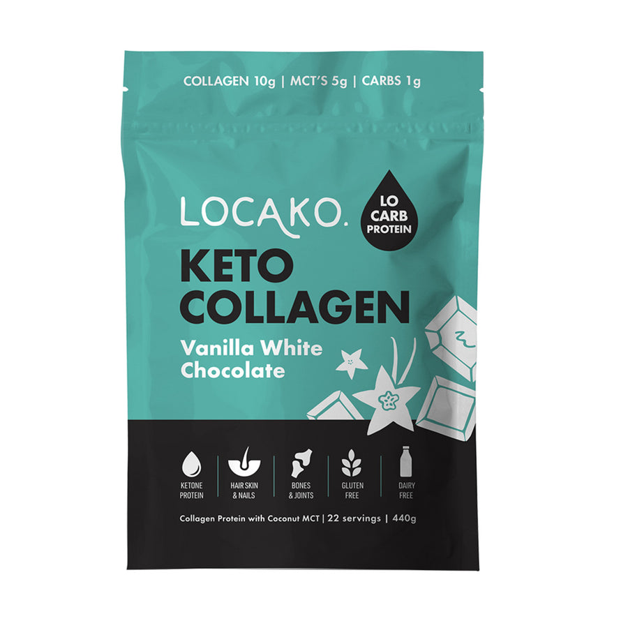 Locako Keto Collagen Vanilla White Chocolate (Collagen Protein with Coconut MCT) 440g