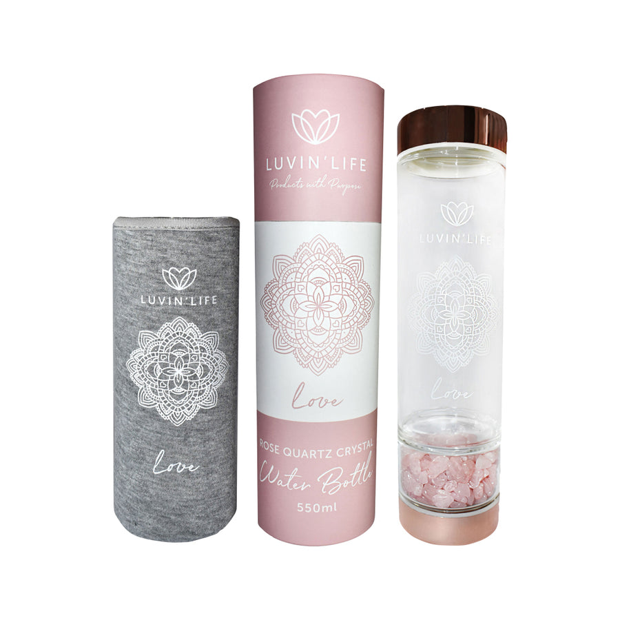 Luvin Life Bottle Rose Quartz Crystals Love 550ml