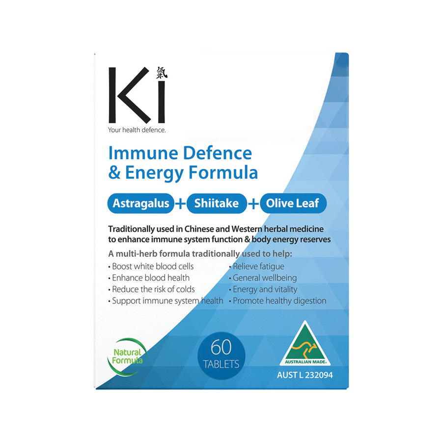 Ki Immune Defence and Energy Formula (Astragalus, Shitake and Olive Leaf) 60 Tablets