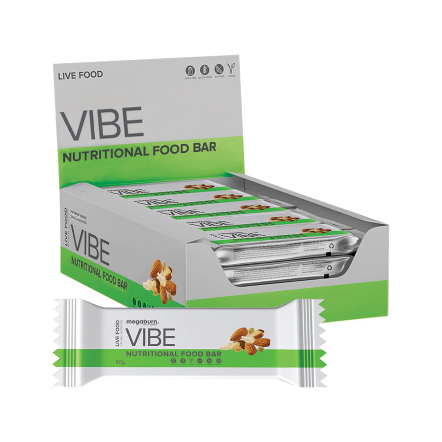 MegaBurn Nutritional Live Food Bar Vibe 50g x 10 Display