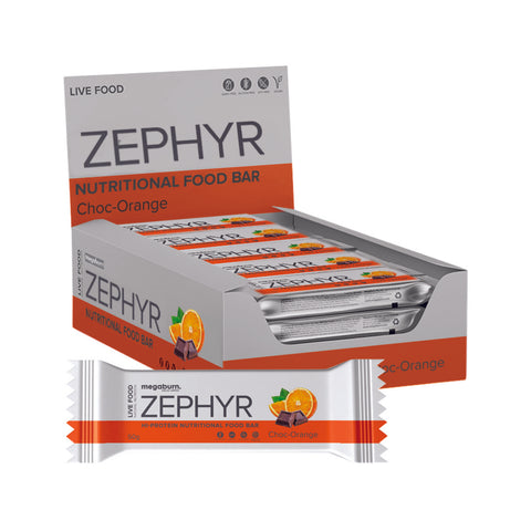 MegaBurn Nutritional Live Food Bar Zephyr (Choc-Orange) 50g x 10 Display