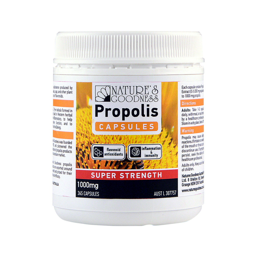 Nat Goodness Propolis Capsules Super Strength 1000mg 365c