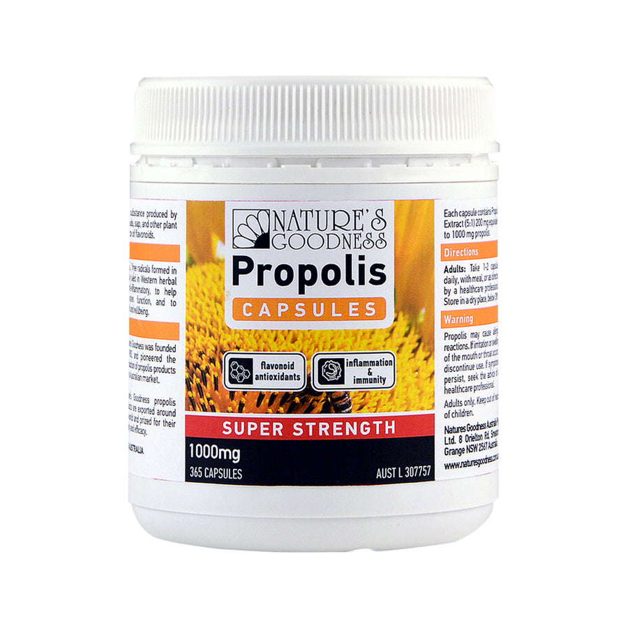 Nat Goodness Propolis Capsules Super Strength 1000mg 365c