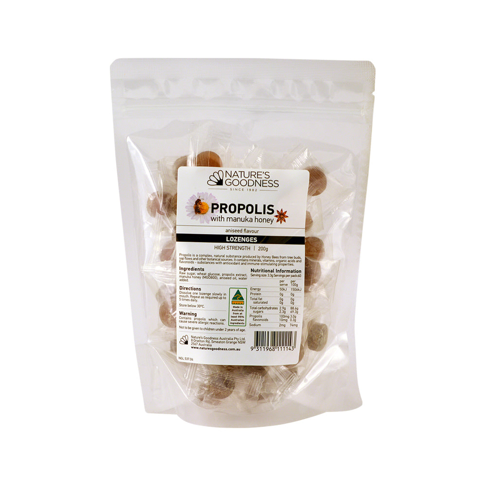 Natures Goodness Propolis with Manuka Honey Aniseed Flavour Lozenges 200g