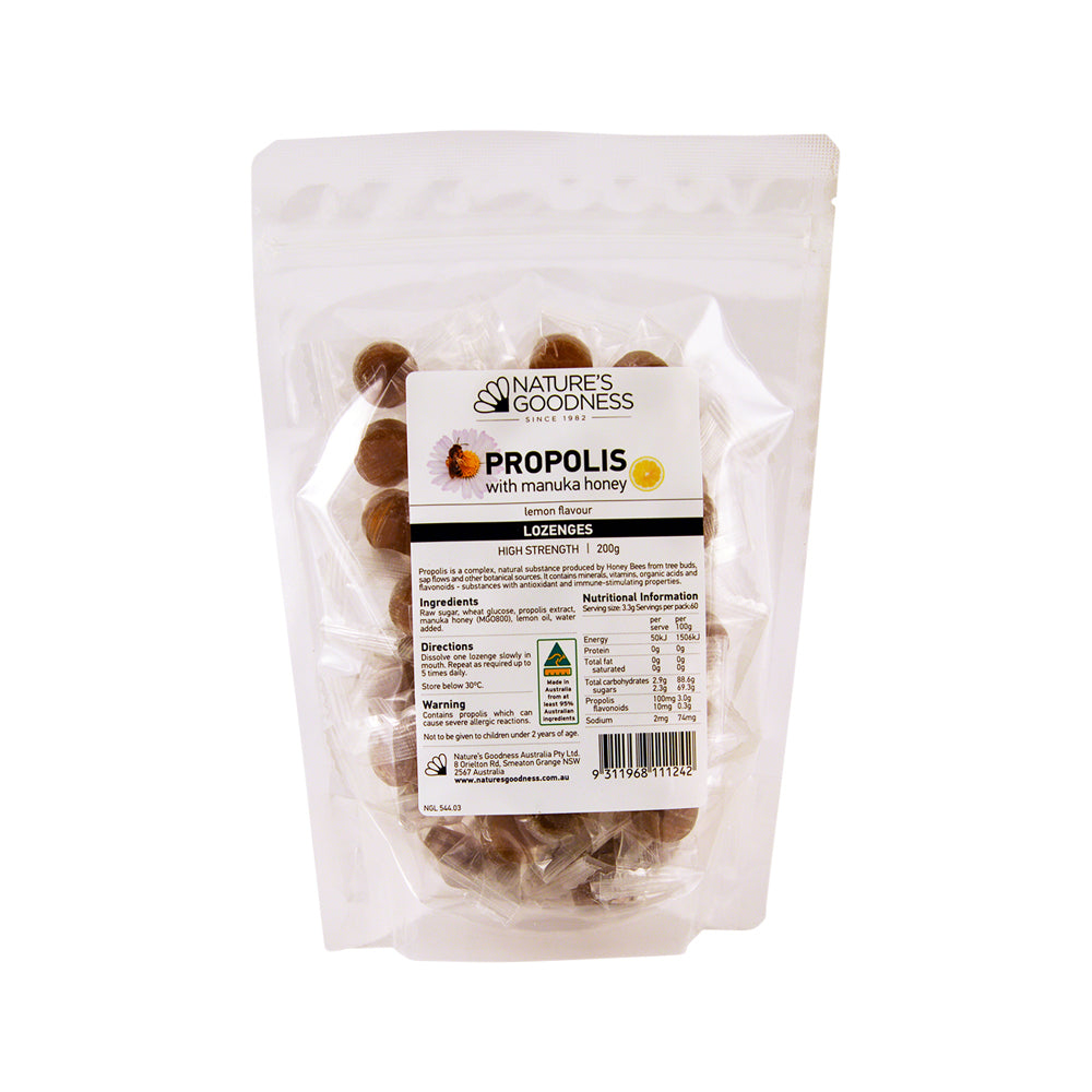 Nat Goodness Propolis Lozenges Manuka Honey Lemon Flavour 200g