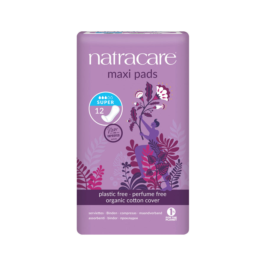 Natracare Maxi Pads Organic Cotton Cover 12 Packs
