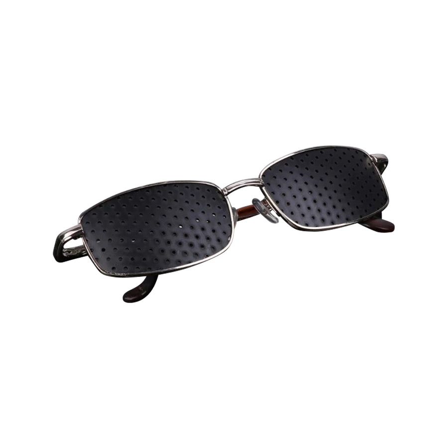 Natural Eye Care Glasses Pinhole Metal Frame Standard Silver