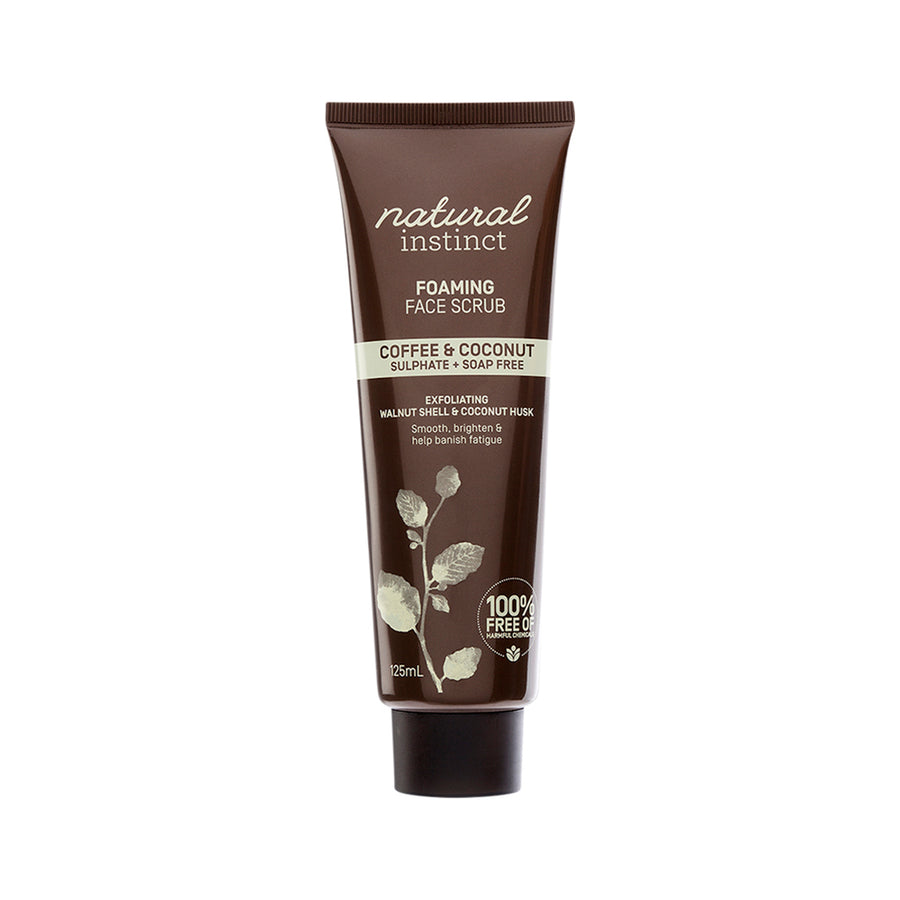 Natural Instinct Coffee and Coconut Exfoliating Walnut Shell and Coconut Husk Foaming Face Scrub 125mL