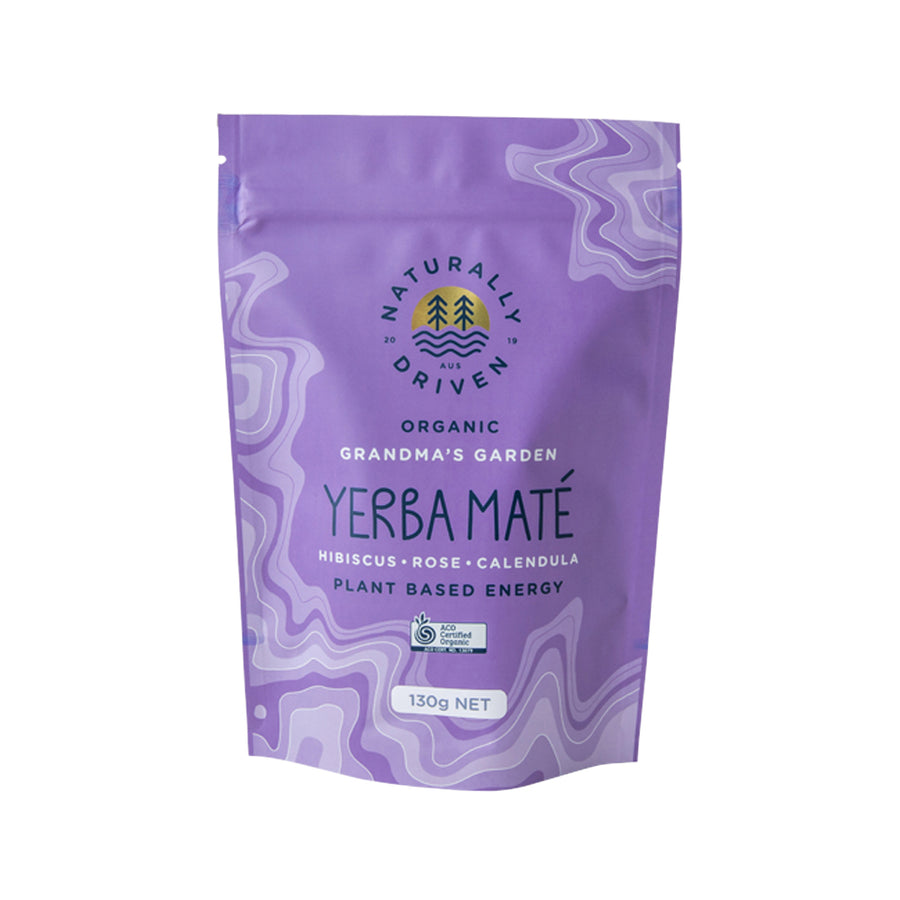 Naturally Driven Org Yerba Mate Tea Grandmas Garden 130g