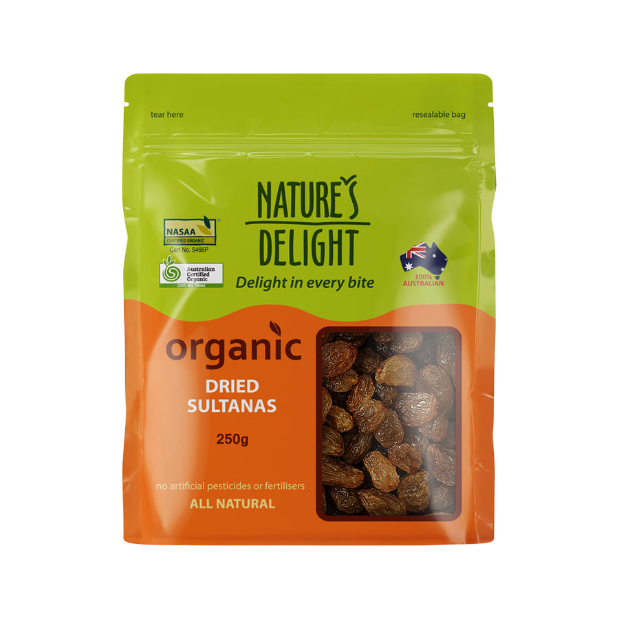 Natures Delight Organic Sultanas Dried 250g