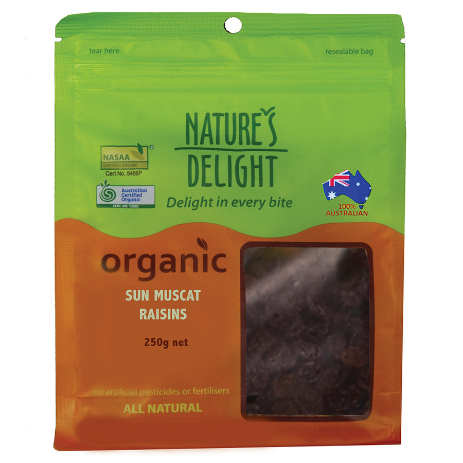 Natures Delight Organic Sun Muscat Raisins 250g