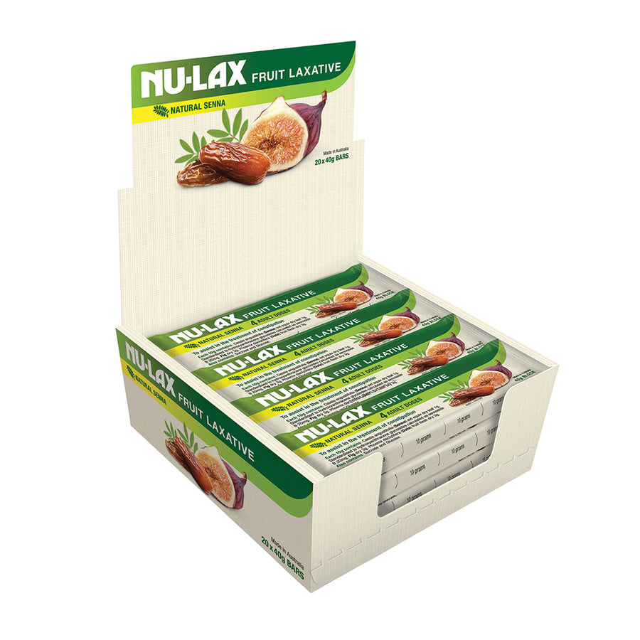 NuLax Bar Fruit Laxative w Senna 40g x 20 Display