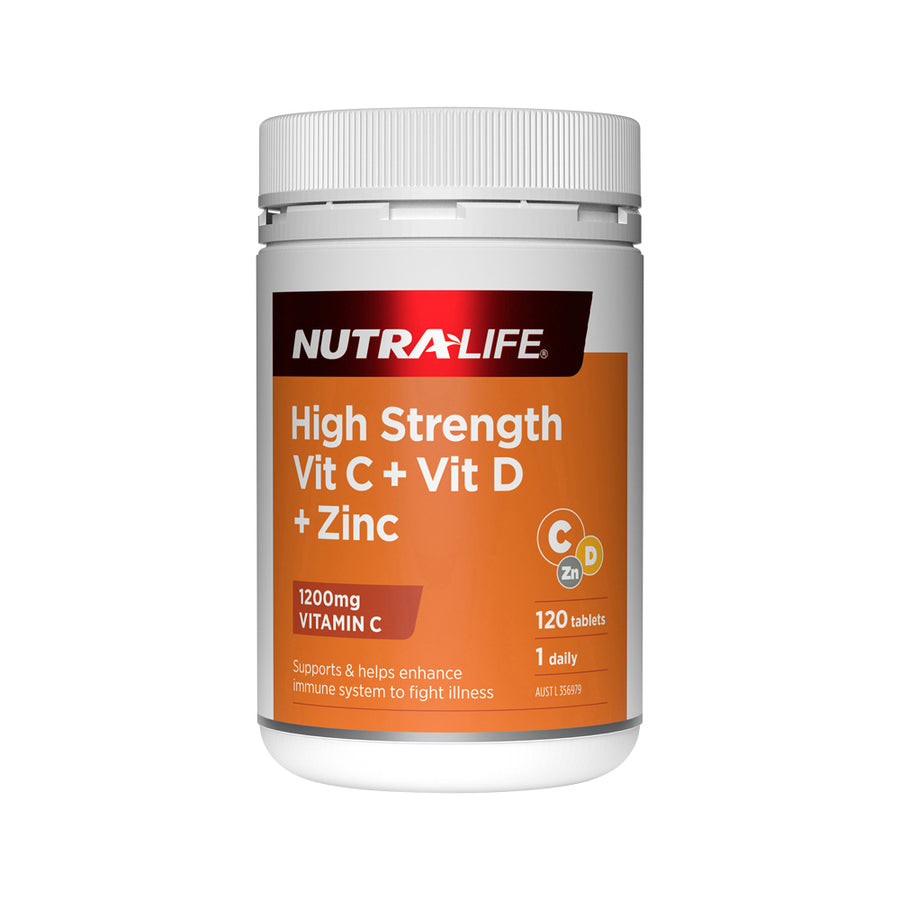 NutraLife High Strength Vit C Vit D Zinc 120t