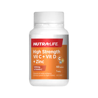 NutraLife High Strength Vit C Vit D Zinc 60t