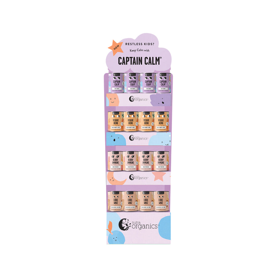 Nutra Organics Captain Calm Kids Display Stand Empty