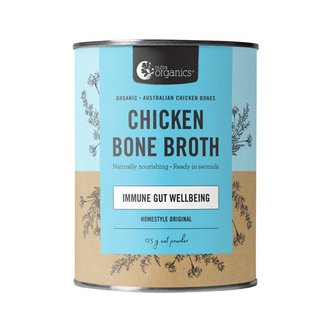 Nutra Organics Organic Chicken Bone Broth Immune Gut Wellbeing Homestyle Original 125g