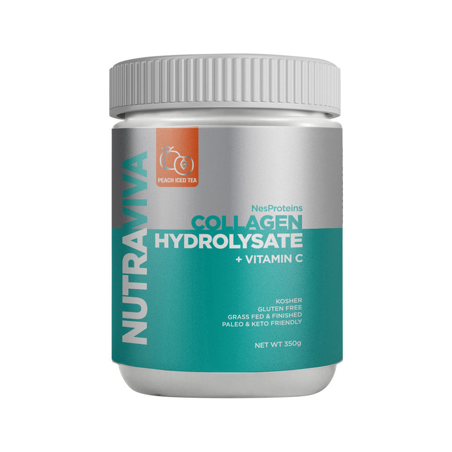 NutraViva NesProteins Collagen Hydrolysate (Beef) Plus Vit C Peach Iced Tea 350g