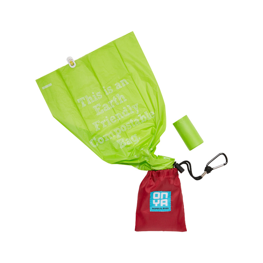 Onya Compostable Dog Waste Bags and Carry Pouch Chilli