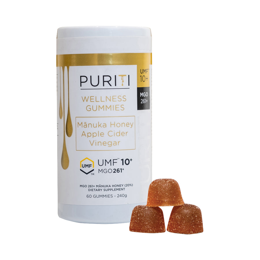 Puriti Wellness Gummies Manuka Honey Apple Cider Vinegar UMF10 MGO261 240g 60 Gummies
