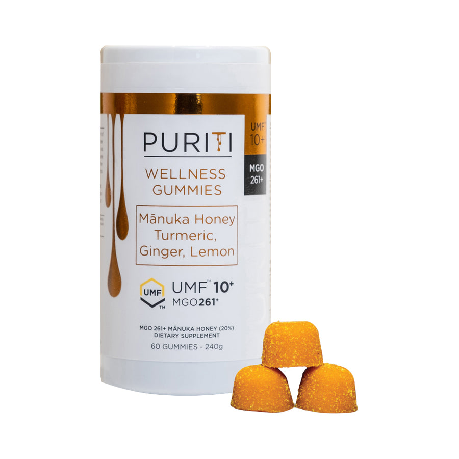 PURITI Wellness Gummies Manuka Honey Turmeric Ginger Lemon (MGO 261+/UMF10+) (60 Gummies) 240g