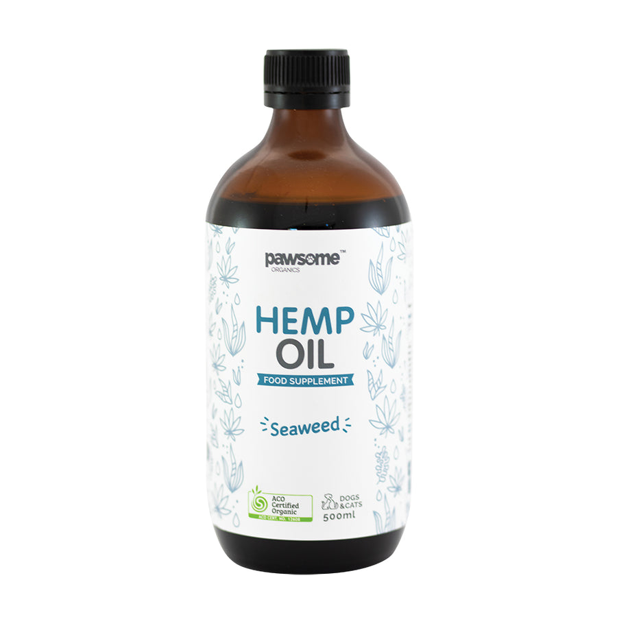 Pawsome Organics Org Pet Hemp Oil Seaweed 500ml