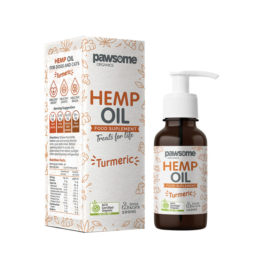 Pawsome Organics Org Pet Hemp Oil Turmeric 100ml