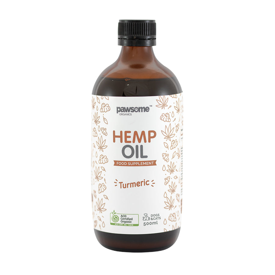 Pawsome Organics Org Pet Hemp Oil Turmeric 500ml